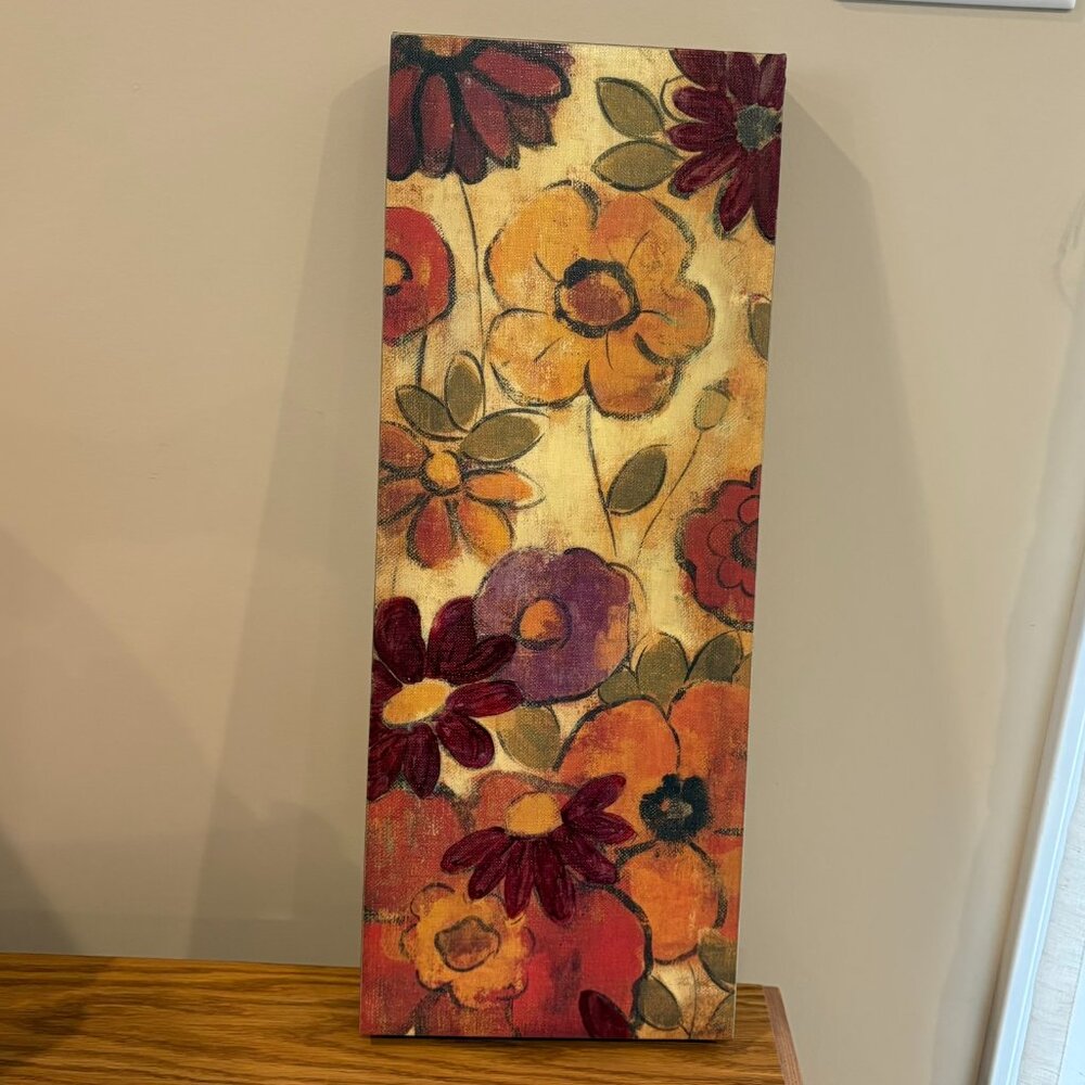 Vassileva floral framed artwork, 7.5" x 19.5"